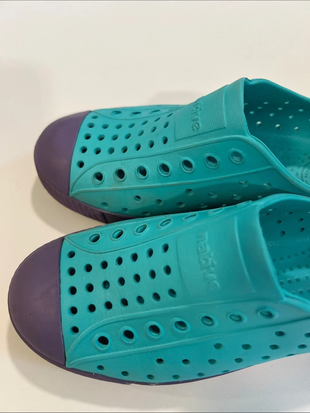 Native - Kids Slip-On Water Shoes in Teal and Purple, 13